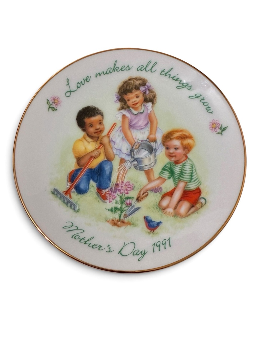 Vintage 1991 Mother's Day Collector Plate "Love Makes All Things Grow" Avon
